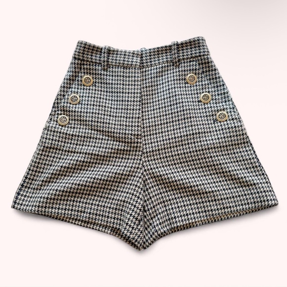 Zara Pants - Zara Black Houndstooth High Waist Shorts